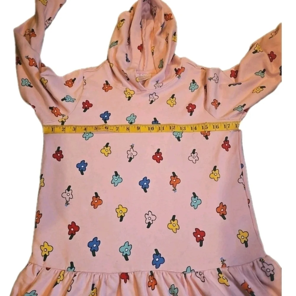 Hanna Andersson Big Girls Pink Blossom Floral French Terry Hoodie Dress 14-16
